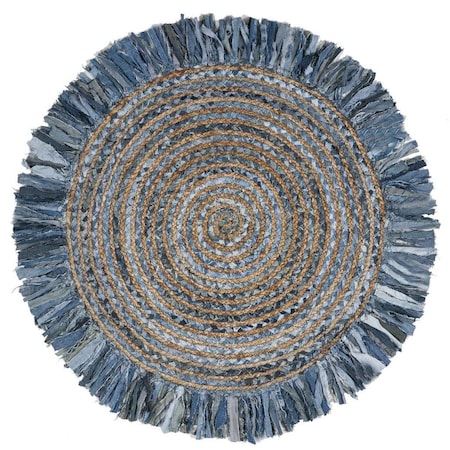 Safavieh Cape Cod Hand Woven Round Area Rug Ivory & Denim - 3 x 3 ft. CAP206D-3R